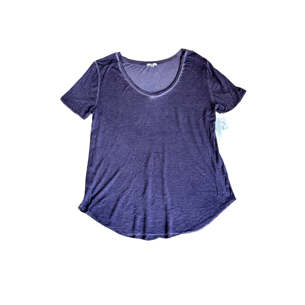 BP Nordstrom Purple Dye Tissue V-Neck T-Shirt Grunge Short Sleeve Top Sz M